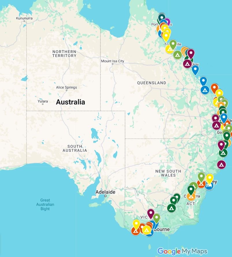 East Coast Australia Itinerary: Map