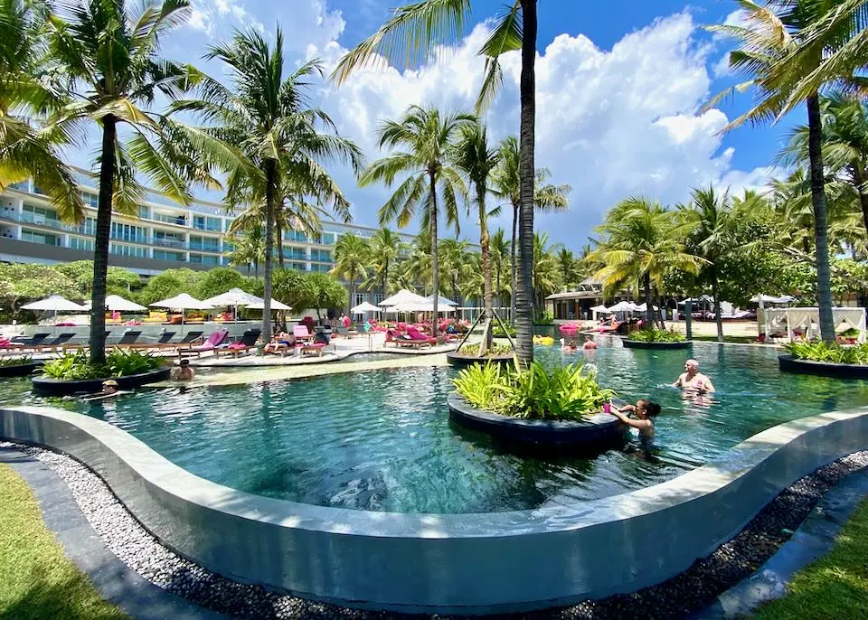 W Bali Seminyak poolside – best hotels in Seminyak for One Week in Bali Itinerary.